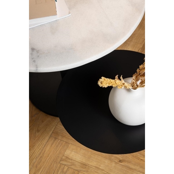 Stolik kawowy Lahti biały marmur/ czarny - ACTONA